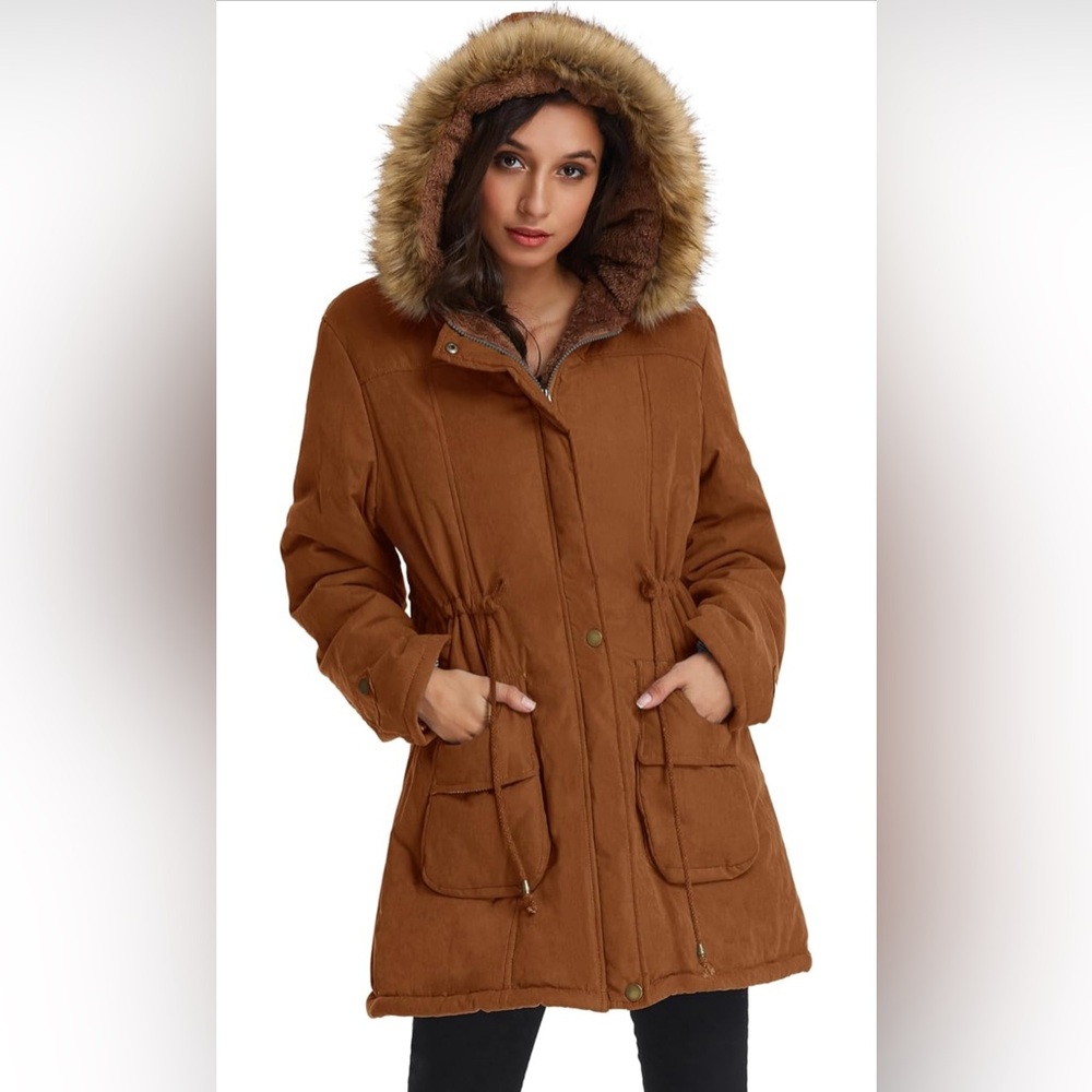GRACE KARIN Women Winter Coats Fleece Parkas Anoraks Hooded Military Jacket Coat
